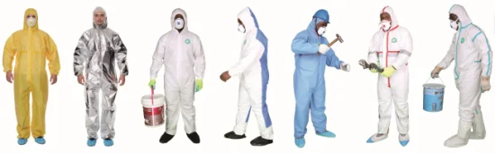 PP polipropileno general tipo 4b/5b/6b prendas de protección desechables no tejidas ropa de trabajo mono para la industria alimentaria